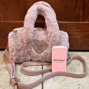 Juicy Couture Pink Faux Fur Mini Barrel Crossbody